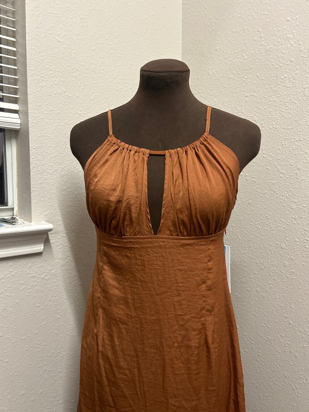 NWT Cupshe Caramel Brown Halter Dress Size M Summer Beach Vacation